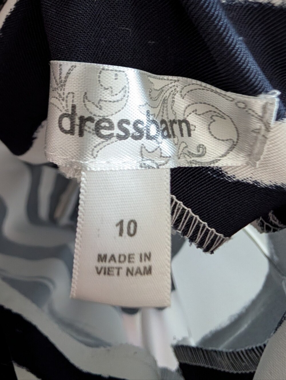 Dress Barn Striped Navy and White Sleeveless Sheath Dress Size 10 - Picture 8 of 10